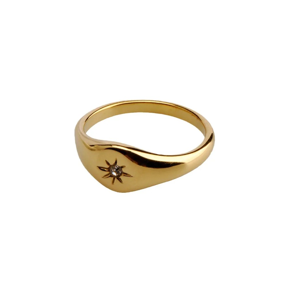Steel 18K Gold Plated Asterism Star Three-Dimensional Finger Rings