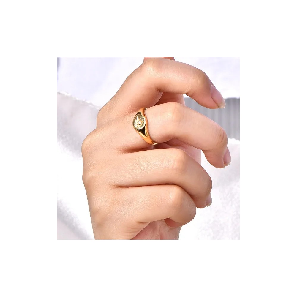 Steel 18K Gold Plated Asterism Star Three-Dimensional Finger Rings