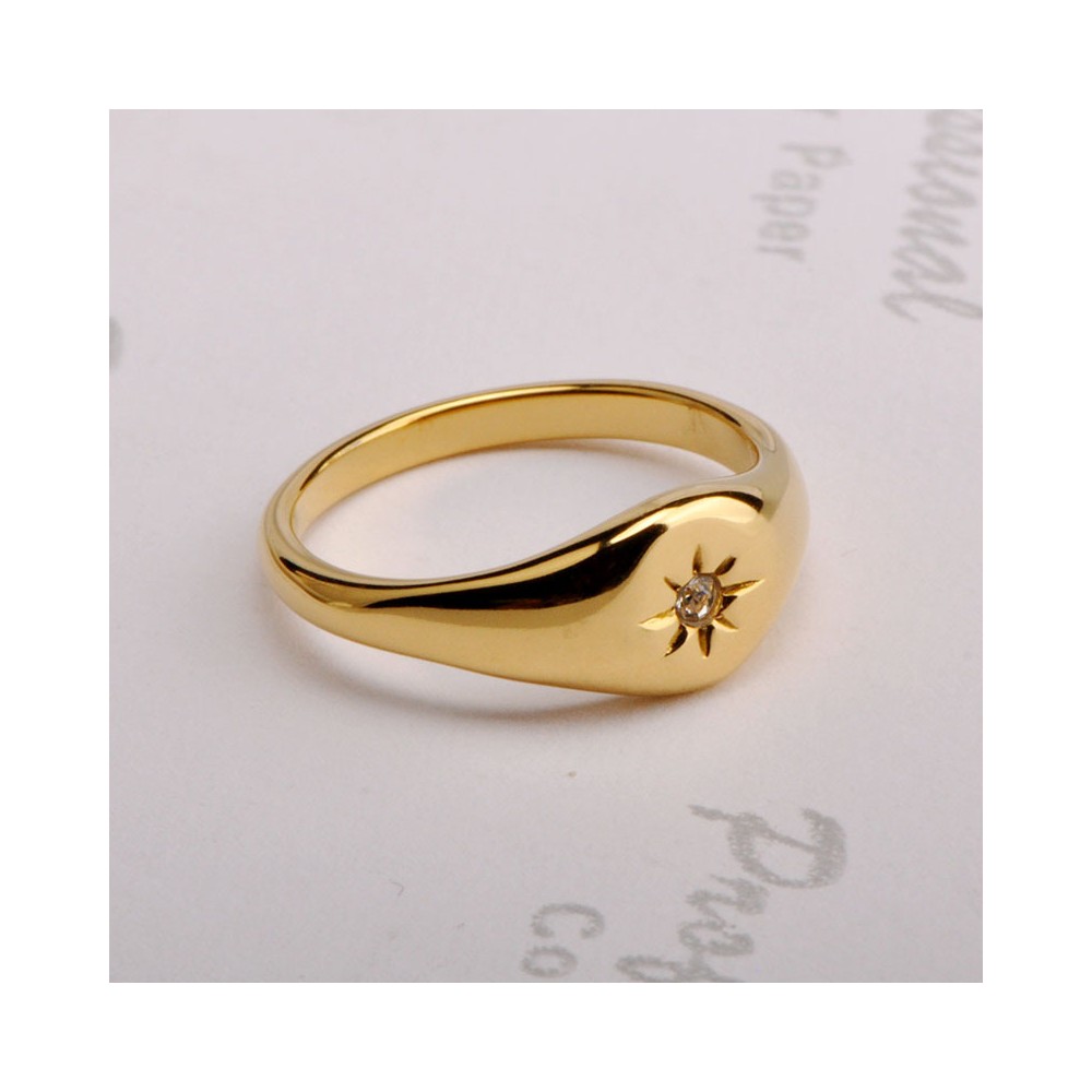 Steel 18K Gold Plated Asterism Star Three-Dimensional Finger Rings