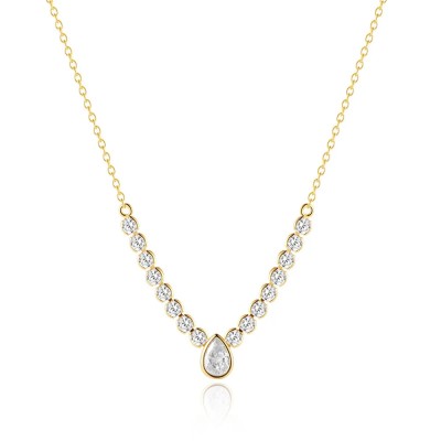 925 Sterling Silver Retro Water Drop Zircon Pendant Clavicle Chain Necklace