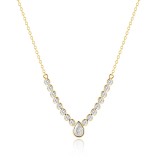 925 Sterling Silver Retro Water Drop Zircon Pendant Clavicle Chain Necklace