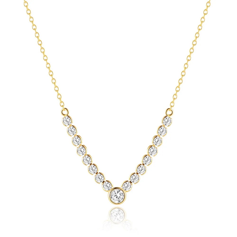 925 Sterling Silver Retro Water Drop Zircon Pendant Clavicle Chain Necklace
