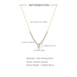 925 Sterling Silver Retro Water Drop Zircon Pendant Clavicle Chain Necklace