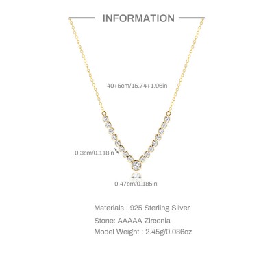925 Sterling Silver Retro Water Drop Zircon Pendant Clavicle Chain Necklace