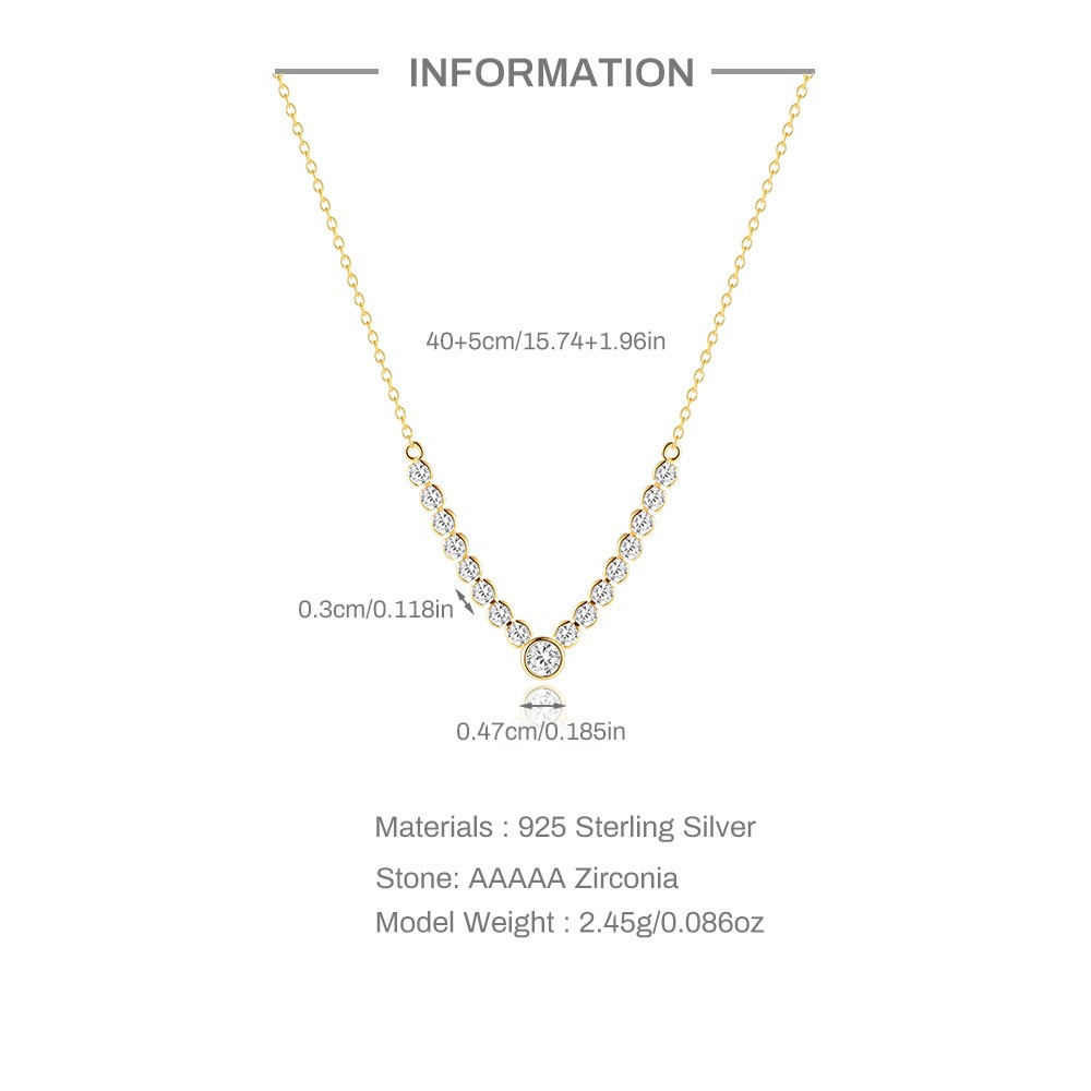925 Sterling Silver Retro Water Drop Zircon Pendant Clavicle Chain Necklace