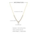 925 Sterling Silver Retro Water Drop Zircon Pendant Clavicle Chain Necklace