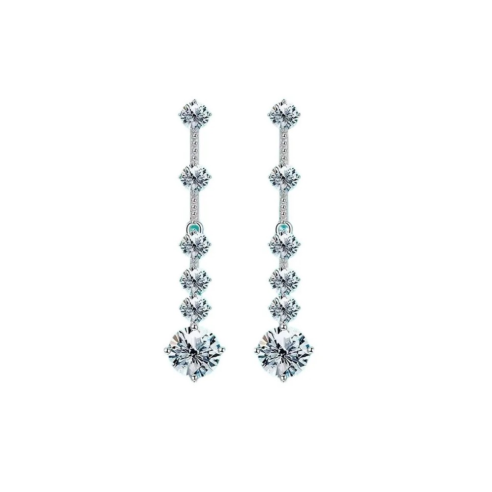 Charm Chandeliers  1Ct Diamond Dangle Earrings S925 Silver