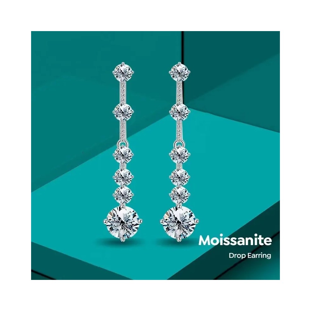 Charm Chandeliers  1Ct Diamond Dangle Earrings S925 Silver