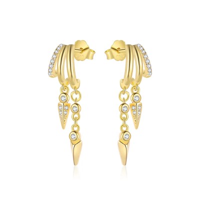 925 Sterling Silver Tassel Chain Stud Earrings