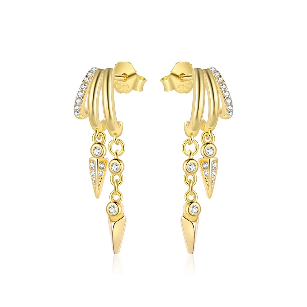 925 Sterling Silver Tassel Chain Stud Earrings