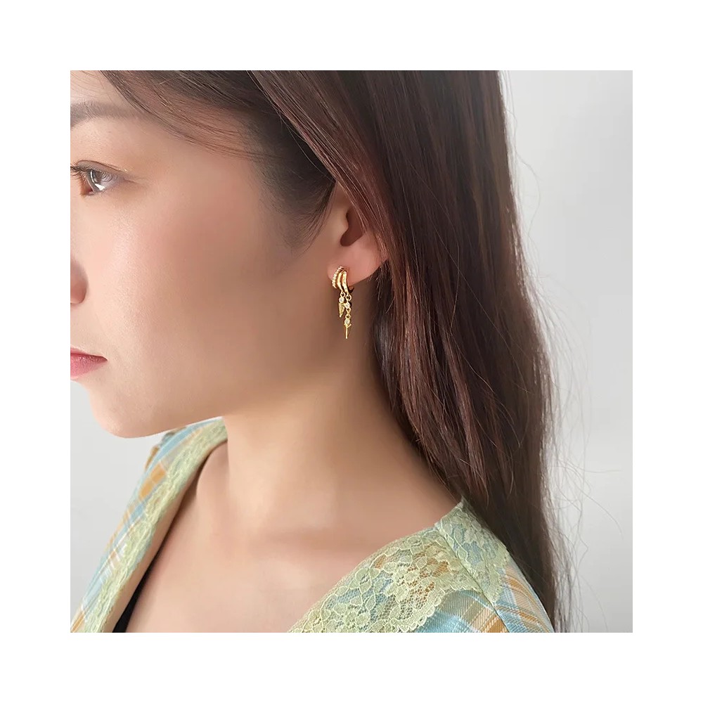 925 Sterling Silver Tassel Chain Stud Earrings