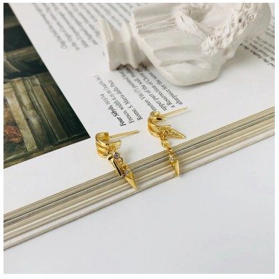 925 Sterling Silver Tassel Chain Stud Earrings