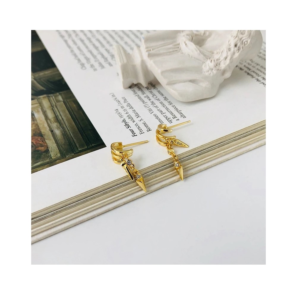 925 Sterling Silver Tassel Chain Stud Earrings