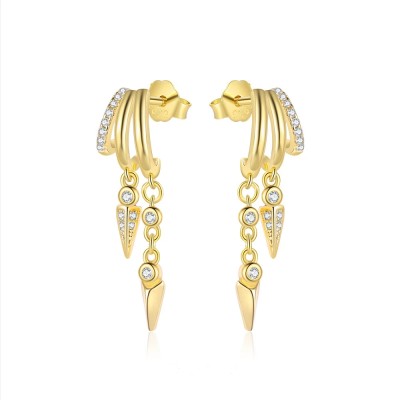 925 Sterling Silver Tassel Chain Stud Earrings