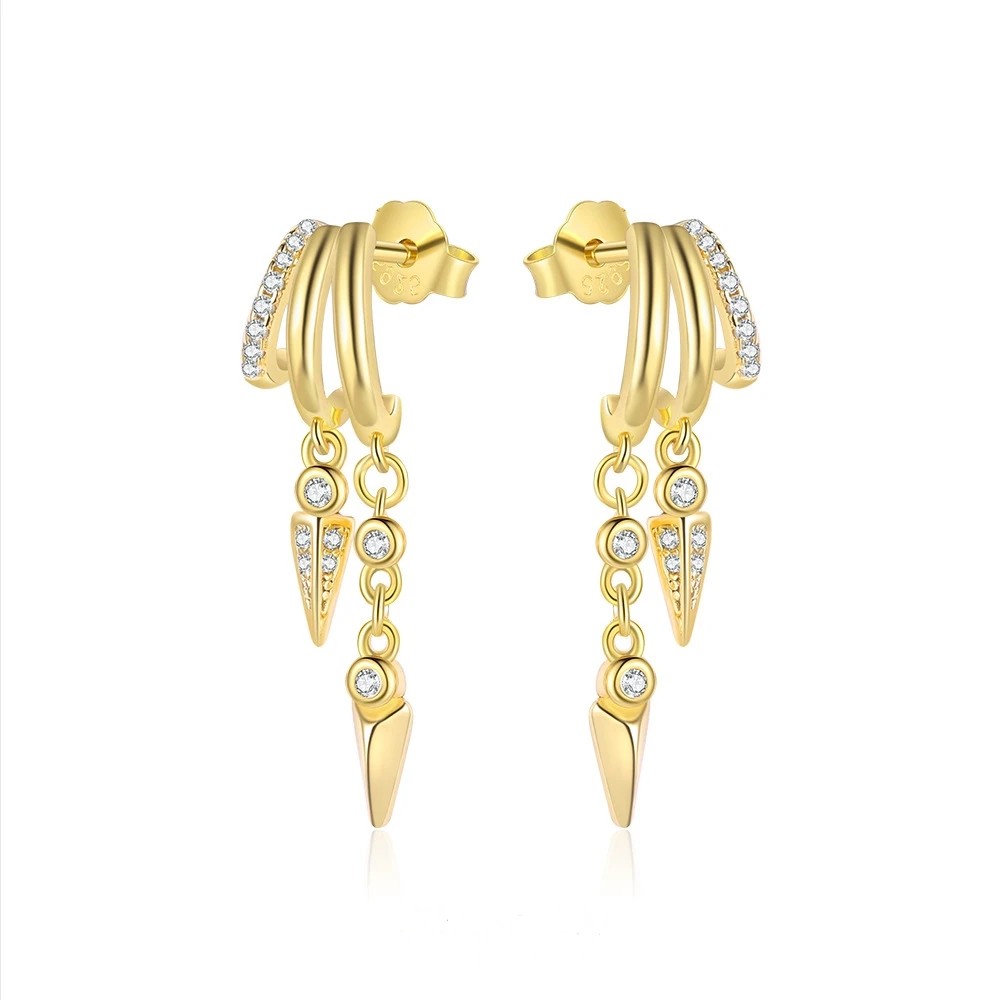 925 Sterling Silver Tassel Chain Stud Earrings