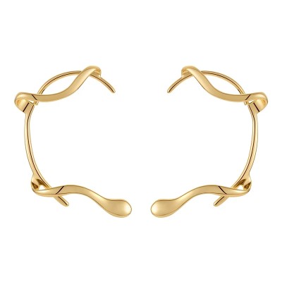 18K Gold Plated Brass Ear Cuff Non-Piercing Clip Earrings