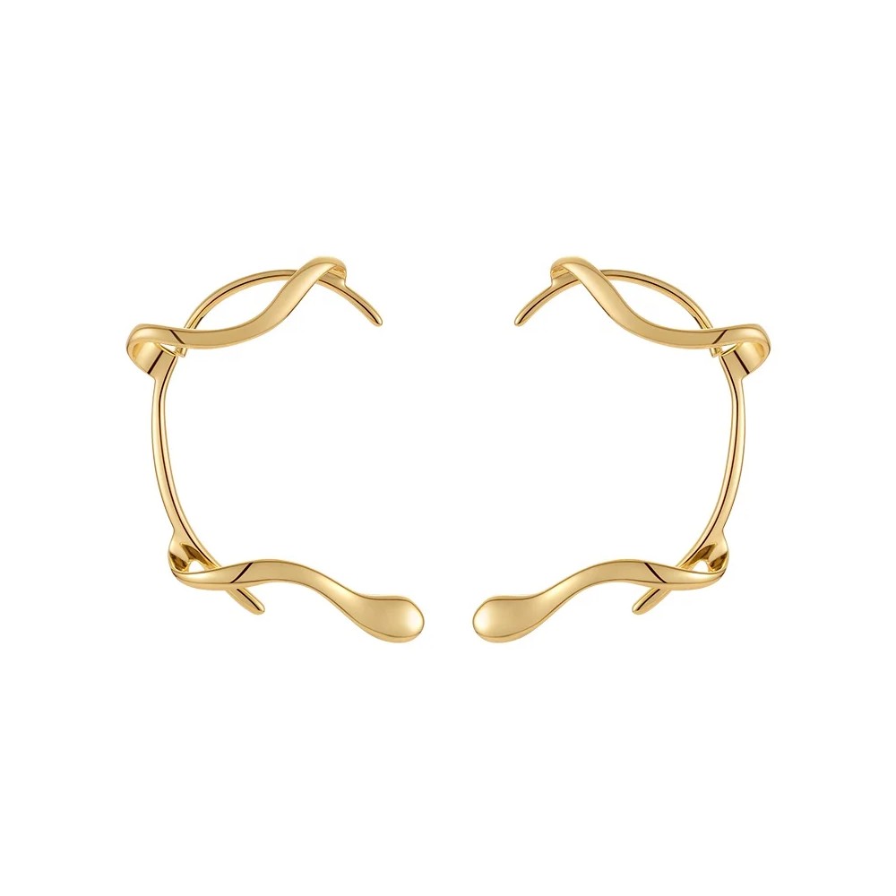 18K Gold Plated Brass Ear Cuff Non-Piercing Clip Earrings