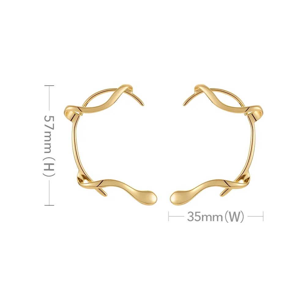 18K Gold Plated Brass Ear Cuff Non-Piercing Clip Earrings