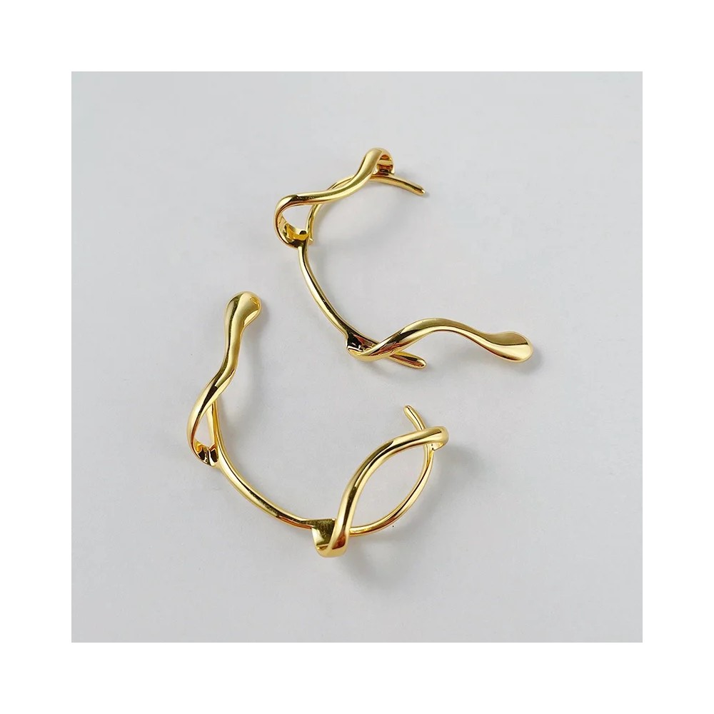 18K Gold Plated Brass Ear Cuff Non-Piercing Clip Earrings