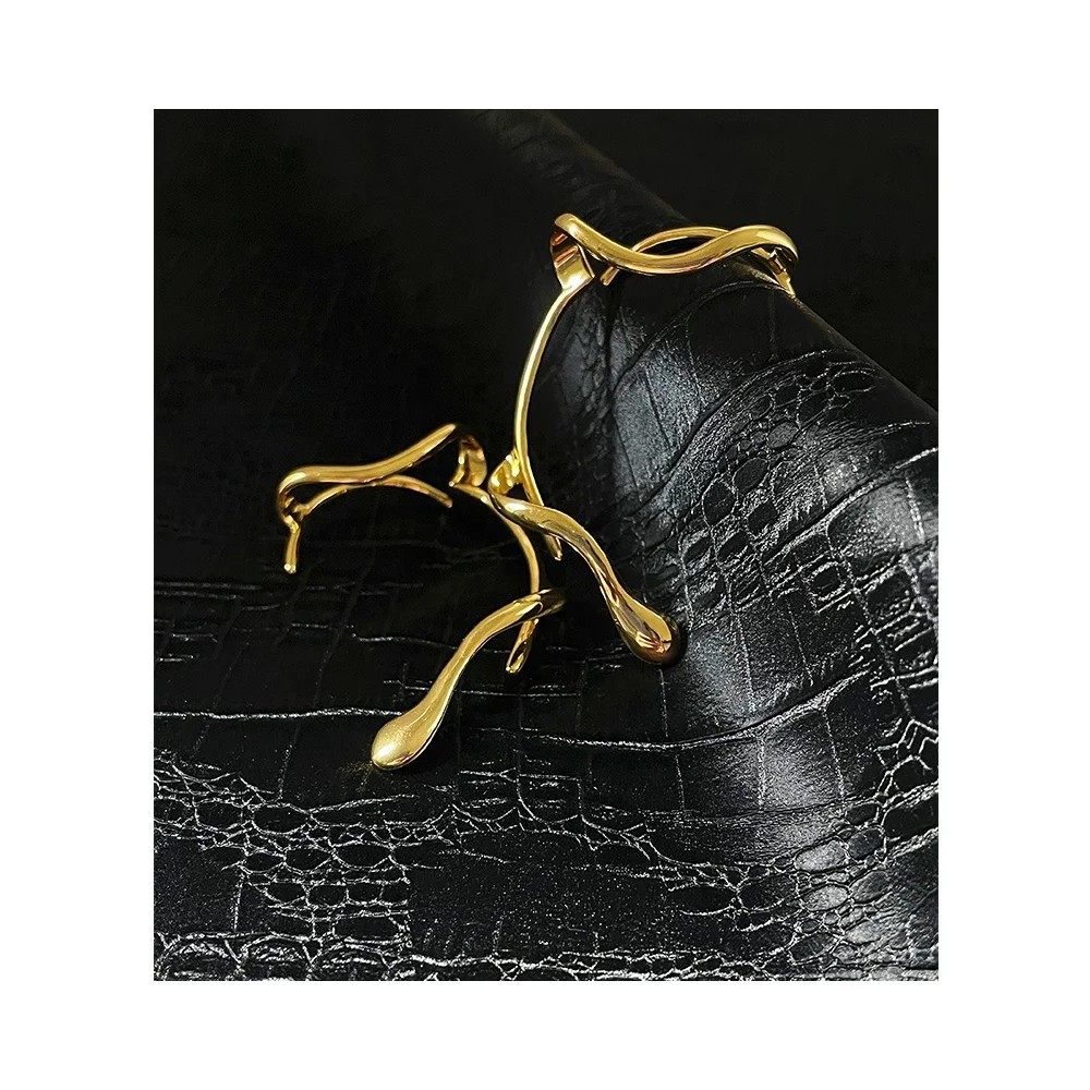 18K Gold Plated Brass Ear Cuff Non-Piercing Clip Earrings