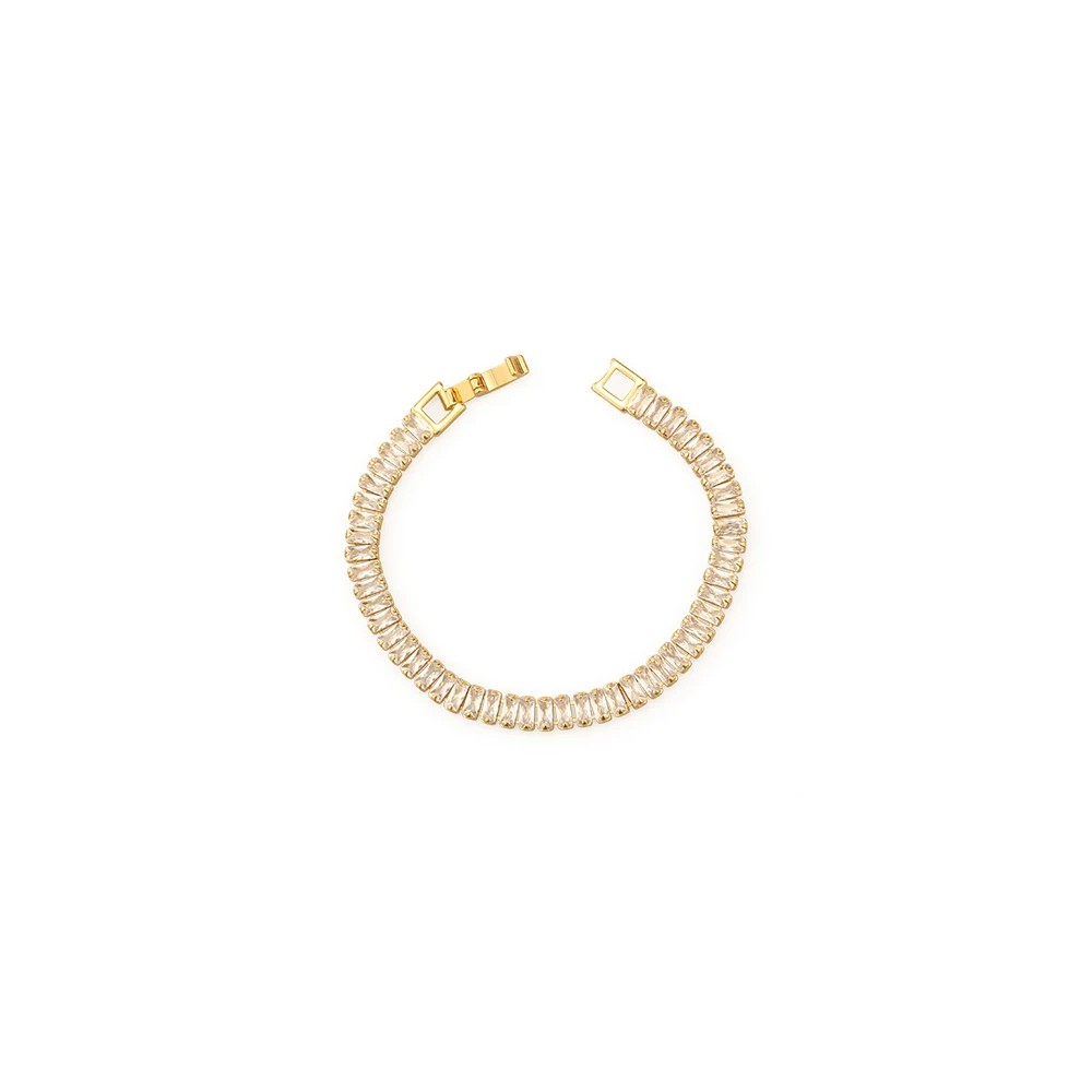 Simple Zircon Chain Gold and Silver Elegant Bracelet