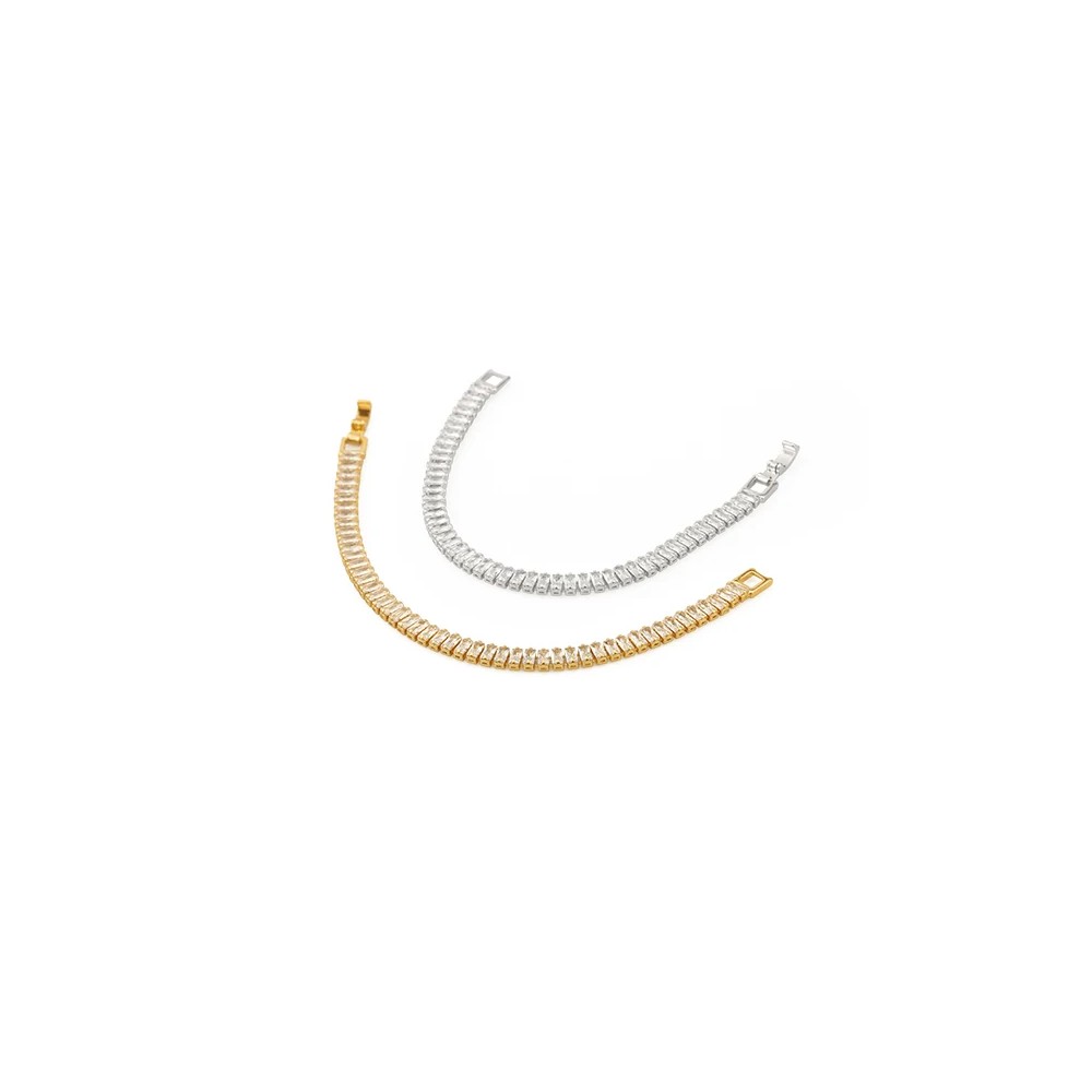 Simple Zircon Chain Gold and Silver Elegant Bracelet