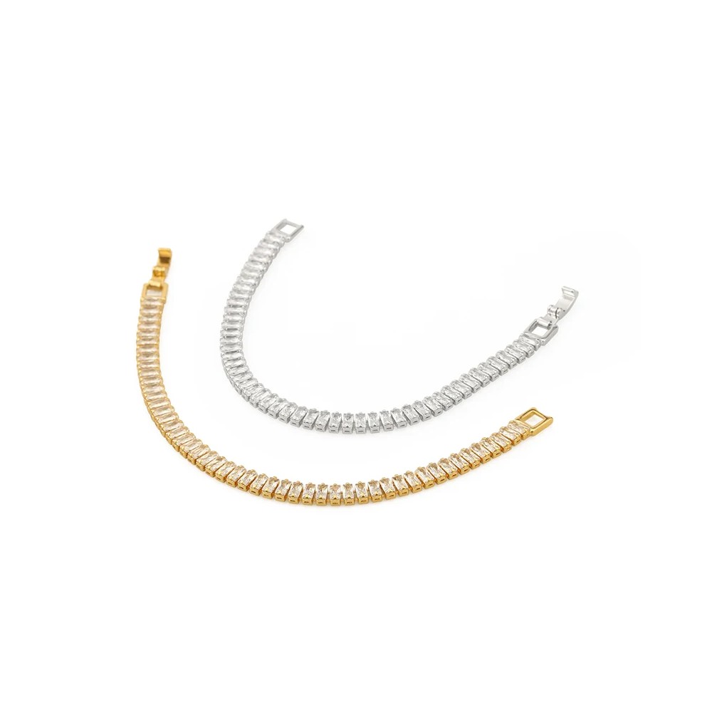 Simple Zircon Chain Gold and Silver Elegant Bracelet