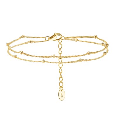 925 Sterling Silver Double Layer Beads Chain Bracelet