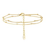 925 Sterling Silver Double Layer Beads Chain Bracelet