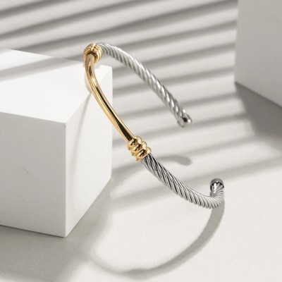 316L Twisted 2 Tones Cable Cuff Bracelets