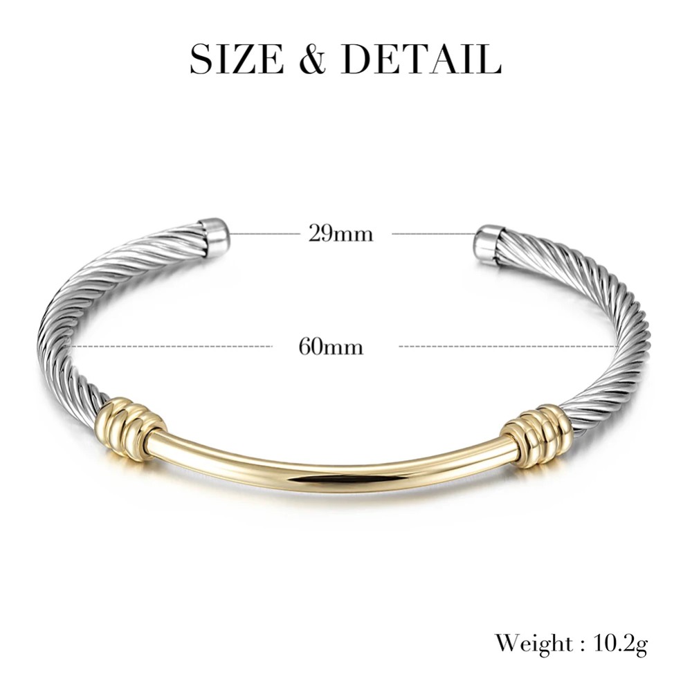 316L Twisted 2 Tones Cable Cuff Bracelets